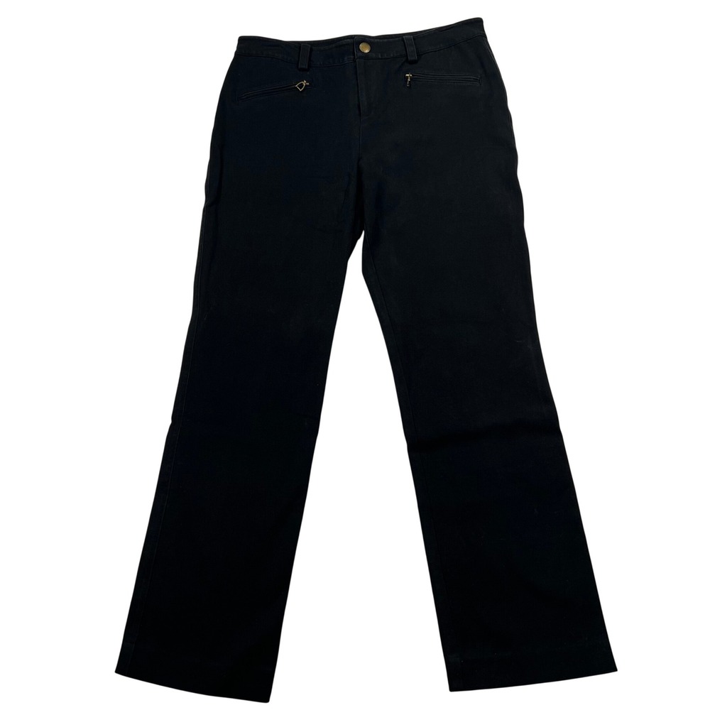 Lauren Ralph Lauren‎ Black Pants 6P Petite Stirrup Zip Pocket Stretch Trousers